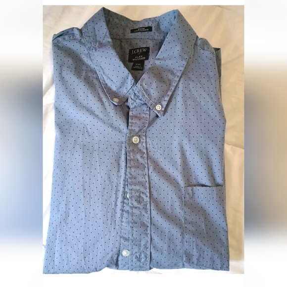 J.Crew Mens Button Down Flex Washed Slim Untucked Blue Dot Size XXL - Picture 1 of 4